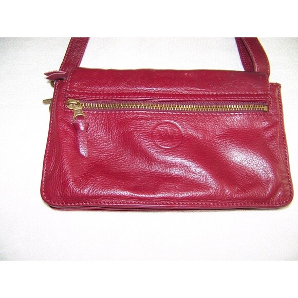 Leather Crossbody Wallet Purse Wristlet Burgundy Convertible Bag Removable Strap - Picture 2 of 16